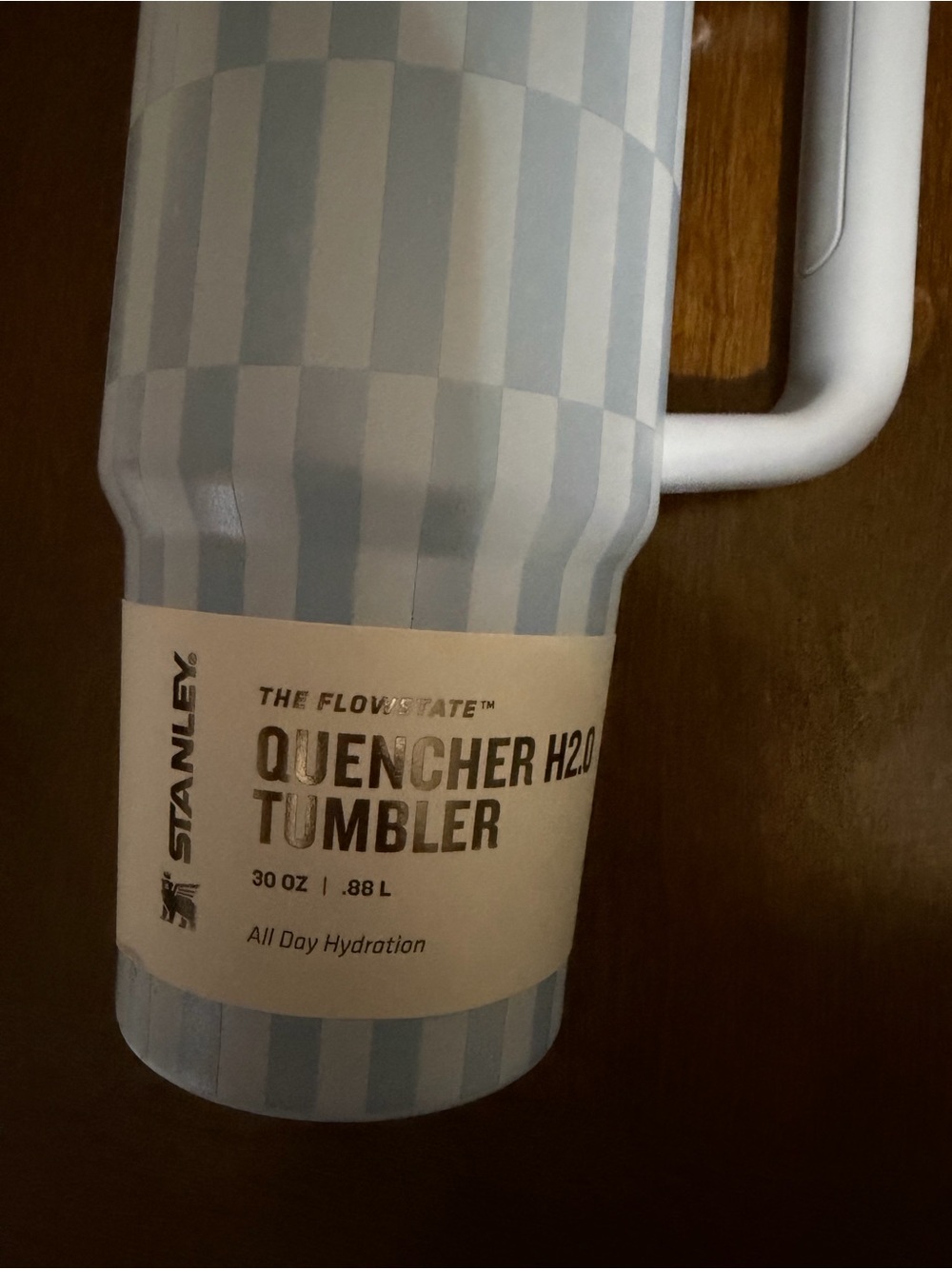 Stanley Light Blue Checkered Quencher Tumbler with Handle - Picture 2 of 4
